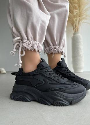 Женские черные легкие базовые кроссовки с екокожи3 фото