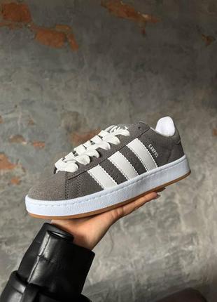 Женские кроссовки adidas originals campus grey white gum