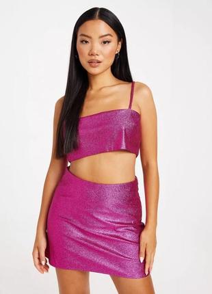 Нова рожева міні спідниця з блискітками pink glitter mini skirt nelly