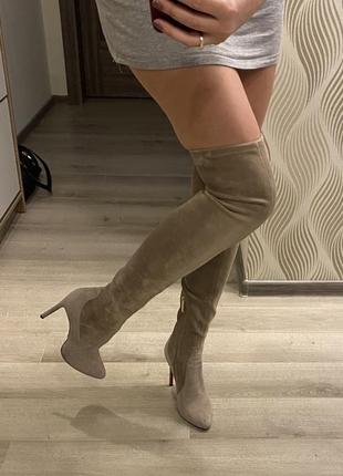 Сапоги/ чулки/ ботфотды замша/кожа 39