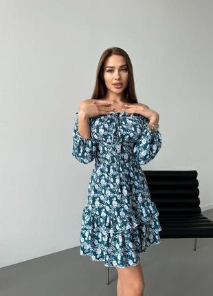Платье короткое мини с пышной юбкой солнце расклешенное с корсетной шнуровкой с открытыми плечами открытой спиной белое чёрное голубое розовое зелёное