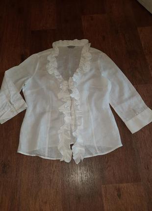 Лляня блуза з рюшами.1 фото