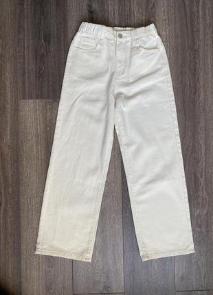 Стильні молочні джинси палаццо з високою талією3 фото