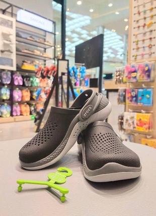 Крокс лайтрайд клог 360 чорні дитячі crocs kids  literide clog 360 black/slate grey