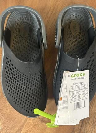 Крокс лайтрайд клог 360 черные детские crocs kids literide clog 360 black/slate grey8 фото