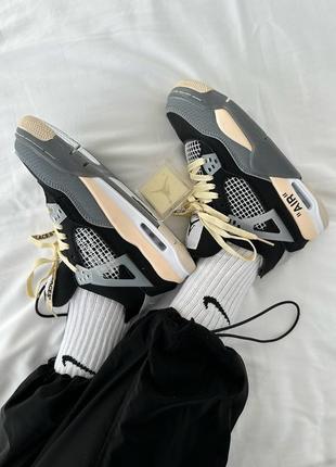 Жіночі кросівки nike air jordan retro 4 x off marr “black / beige” premium