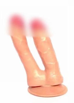 Double dildo 2 size in anal butt vagina orgasm dong women sex toy 3 colours flesh 18+