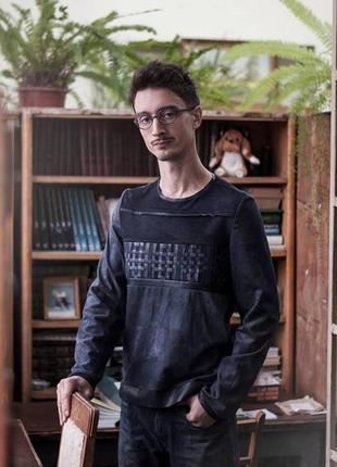 Рукотворный джемпер из искусственной замши и искусственной кожи