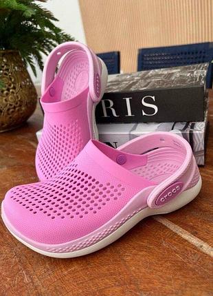 Крокс лайтрайд 360 дитячі рожеві crocs kids literide 360 clog taffy pink / ballerina pink
