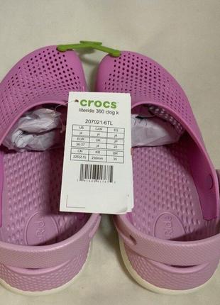 Крокс лайтрайд 360 детские розовые crocs kids literide 360 clog taffy pink / ballerina pink10 фото