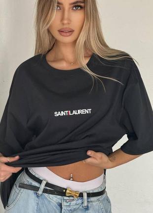 Футболка черная, белая, варенка, футболка оверсайз в стиле saint laurent, унисекс