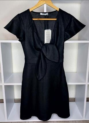 Черное платье из льна на размер ххс/хс2 фото