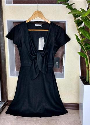 Черное платье из льна на размер ххс/хс4 фото