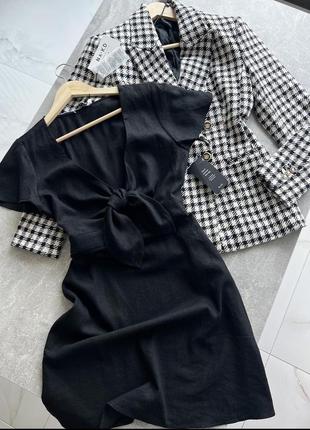 Черное платье из льна на размер ххс/хс7 фото
