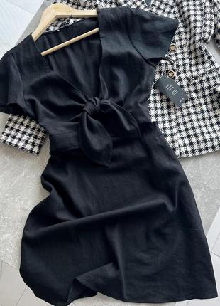 Черное платье из льна на размер ххс/хс8 фото