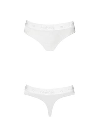 Трусики-бразиліана з бавовни passion ps005 panties white, size s  кітті5 фото