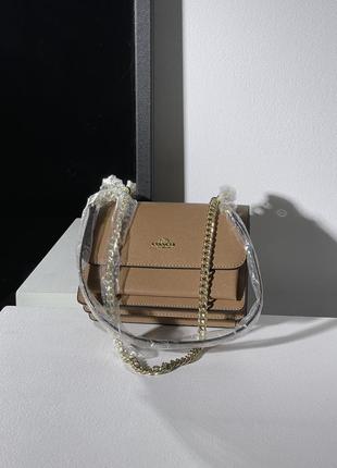 Женская сумка в стиле coach mini klare crossbody in signature canvas total beige premium.9 фото