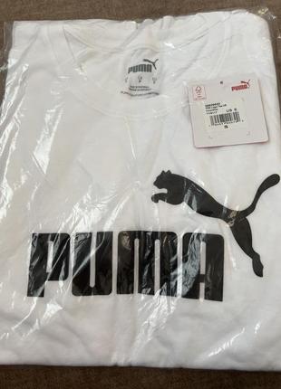 Женская белая футболка puma essentials logo tee оригинал3 фото