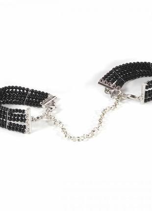 Браслети-наручники plasir nacre чорні перли bijoux indiscrets кітті2 фото