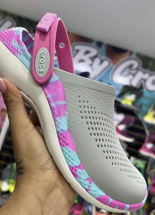 Крокс лайтрайд клог серые детские crocs literide 360 marbled clog pearl white multi