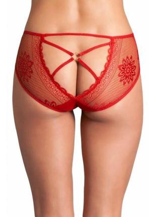 Красные трусики peekaboo с кружевной спинкой и вырезом китти