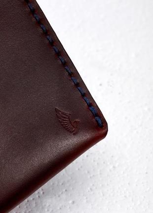 Бордовий гаманець ручної роботи, з високоякісної шкіри для карт і готівки arpa8 фото