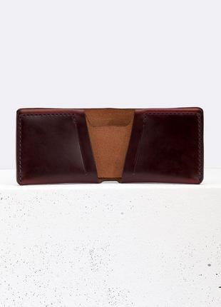 Бордовий гаманець ручної роботи, з високоякісної шкіри для карт і готівки arpa5 фото