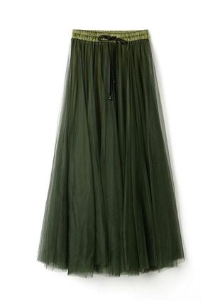 Длинная юбка из фатина зеленый4 фото