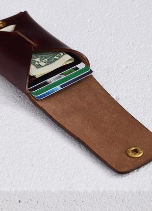 Мінімалістичний бордовий гаманець self5 фото