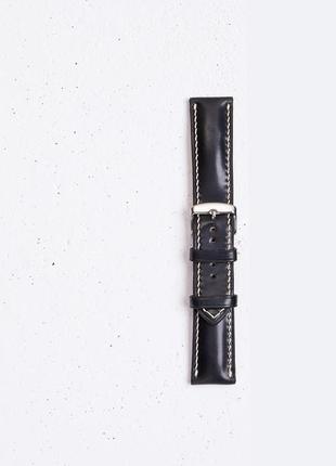 Чорний ремінець з підкладкою для годинника зі шкіри shell cordovan3 фото