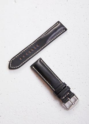 Чорний ремінець з підкладкою для годинника зі шкіри shell cordovan4 фото