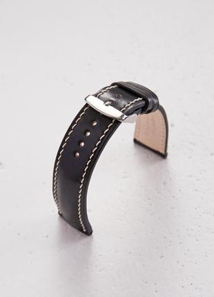 Чорний ремінець з підкладкою для годинника зі шкіри shell cordovan7 фото