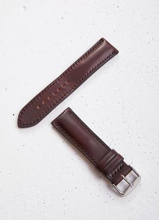 Бордовий ремінець з підкладкою для годинника зі шкіри shell cordovan3 фото