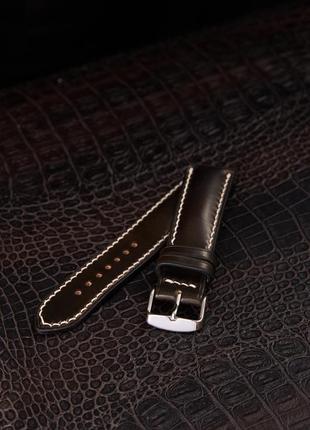 Коричневий ремінець з підкладкою для годинника зі шкіри shell cordovan8 фото