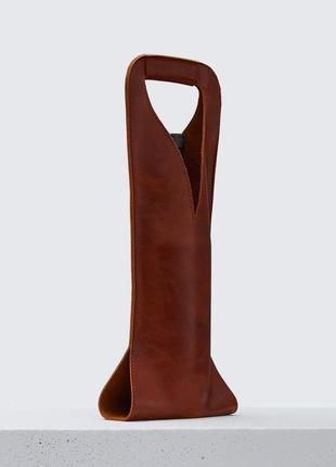 Светло-коричневая сумка для 1 бутылки из итальянской кожи4 фото