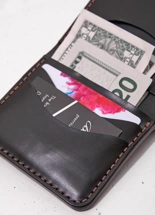 Чорний гаманець chicago з високоякісної натуральної шкіри3 фото