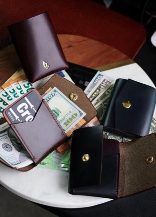 Шкіряний суперкомпактний гаманець для готівки та карток horween6 фото
