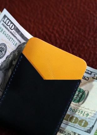 Суперкомпактний шкіряний гаманець темно-синього кольору для готівки та карток, george3 фото