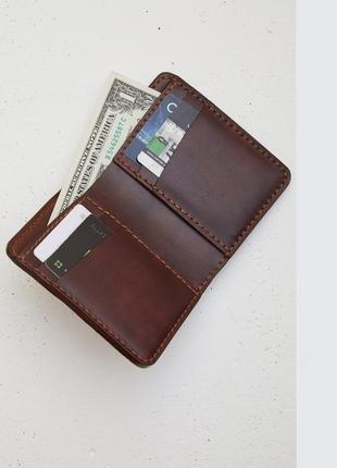 Шкіряний гаманець horween chromexcel / чоловічий двоскладний, великий і місткий