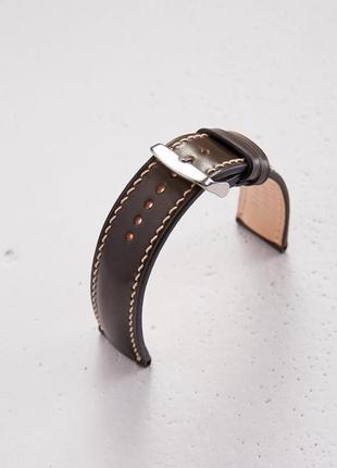 Коричневий ремінець для годинника ручної роботи з натуральної шкіри horween shell cordovan