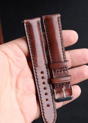 Ремінець для годинника horween shell cordovan червонувато-коричневого кольору №42 фото