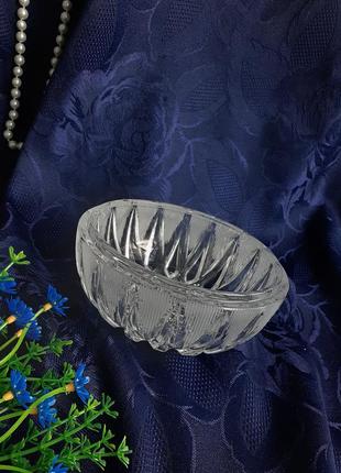 Винтаж! ❄ ваза конфетница хрусталь ссср резная советская круглая вазочка салатник тяжелая алмазная грань8 фото
