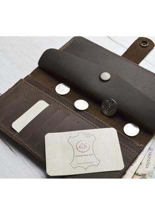 Шкіряний гаманець купюрник gs коричневий