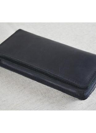 Больлшой кожаный кошелек-клатч gs черный2 фото