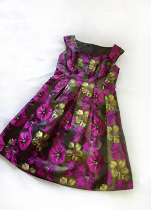 Красивое плотное мини платье цветочный принт, цветы1 фото
