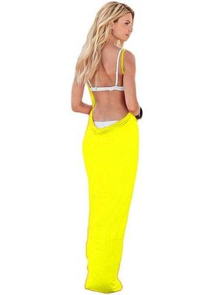 Yellow greek goddess spaghetti strap sarong beachwear кітті3 фото