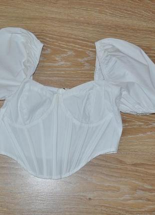 Белая короткая блузка в корсетном стиле missguided1 фото