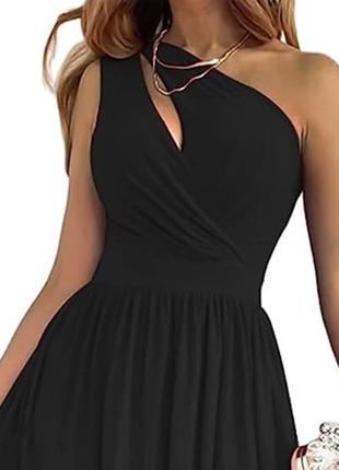 Платье черное на одно плечо, размер l (арт1880)2 фото
