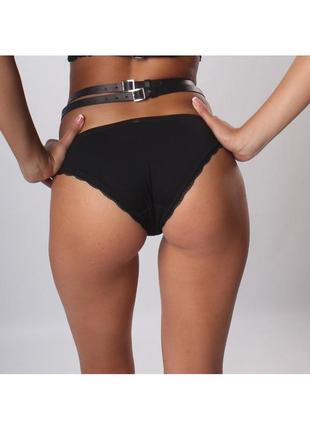 Пояс для панчох one size s12, натуральна шкіра, чорний  18+2 фото