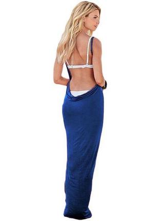 Cobalt blue greek goddess spaghetti strap sarong beachwear 18+3 фото